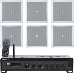 Kit de som ambiente com amplificador e caixas de embutir