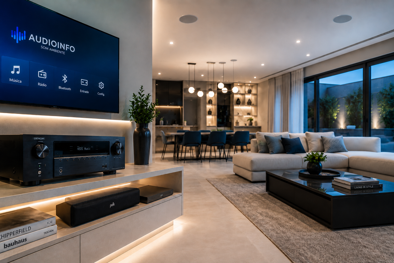 Ambiente moderno com solução de áudio AUDIOINFO