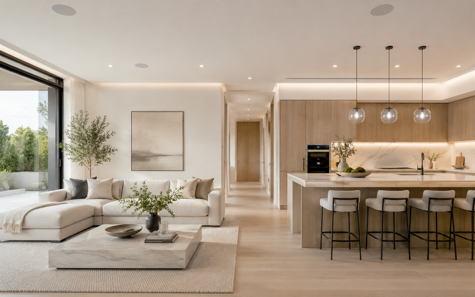 Sala moderna com sistema de som ambiente e Home Theater AUDIOINFO