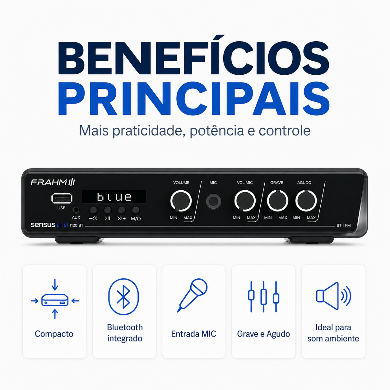 Amplificador Frahm Sensus Lite 1120 BT Bluetooth - Imagem 6