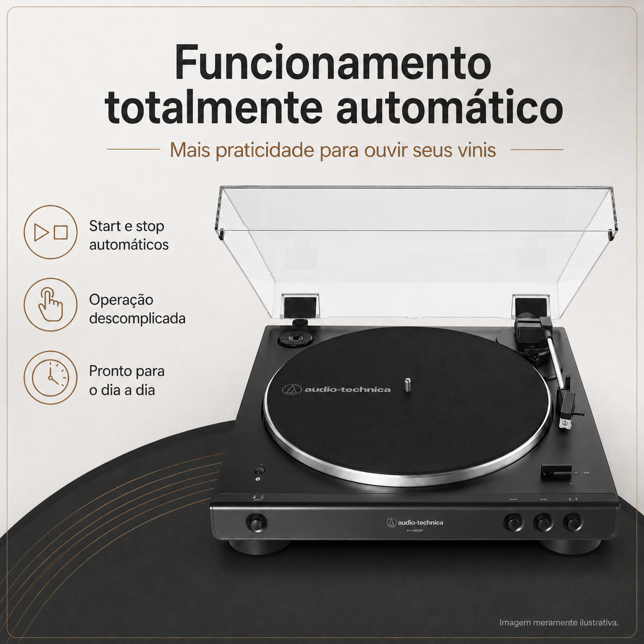 Toca-Discos Audio-Technica AT-LP60XBT Bluetooth Preto - Imagem 3