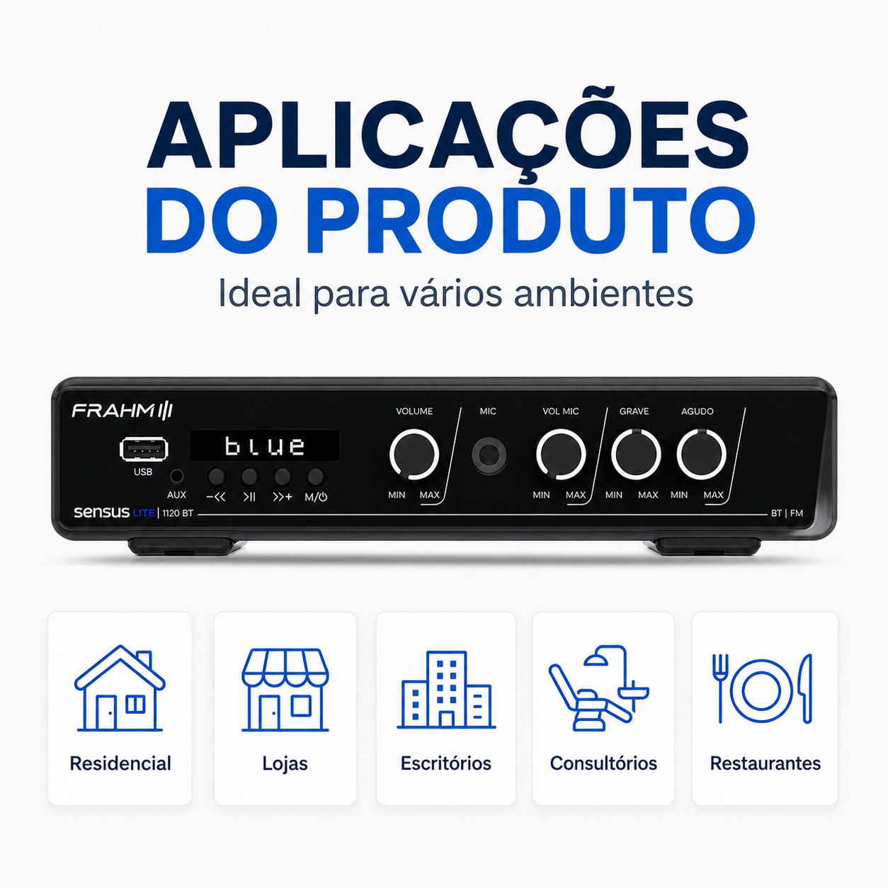 Amplificador Frahm Sensus Lite 1120 BT Bluetooth - Imagem 4