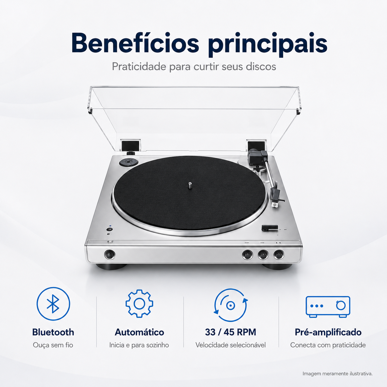 Toca-Discos Audio-Technica AT-LP60XBT Prata - Imagem 7