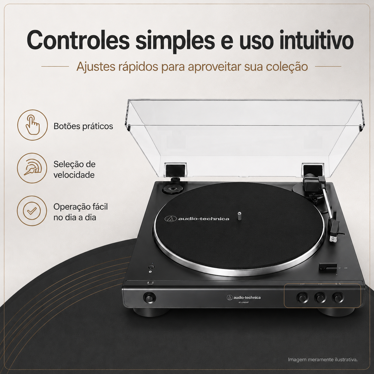 Toca-Discos Audio-Technica AT-LP60XBT Bluetooth Preto - Imagem 7
