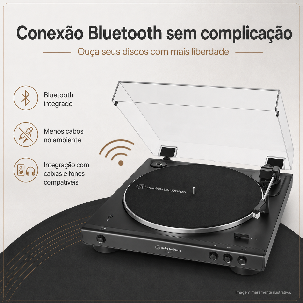 Toca-Discos Audio-Technica AT-LP60XBT Bluetooth Preto - Imagem 4