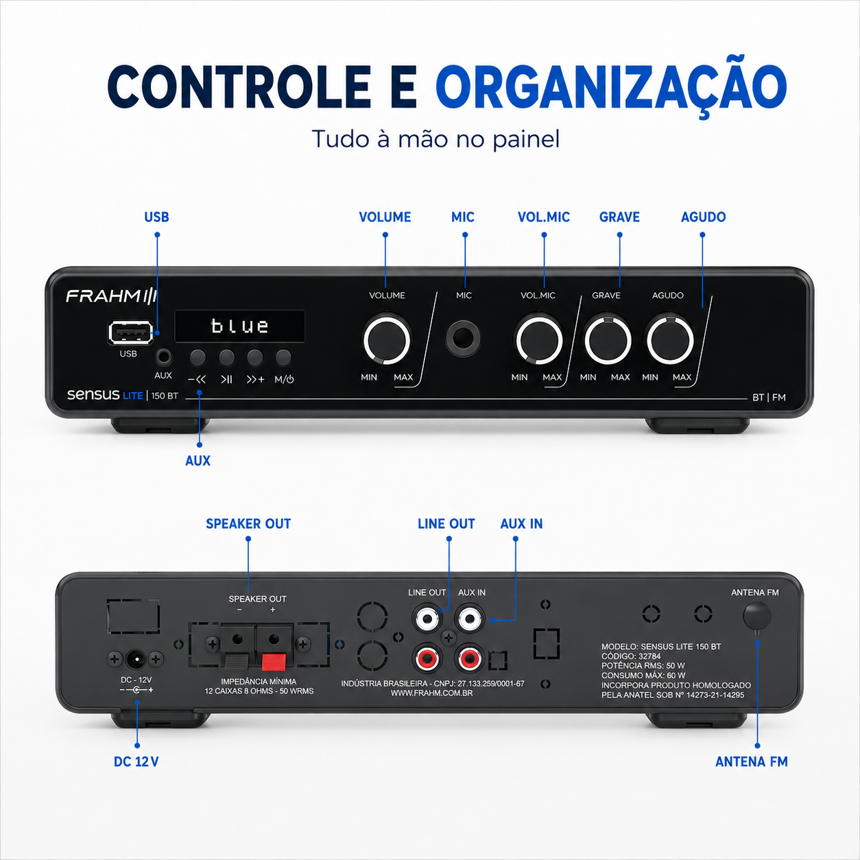 Amplificador Frahm Sensus Lite 150 BT - Imagem 7