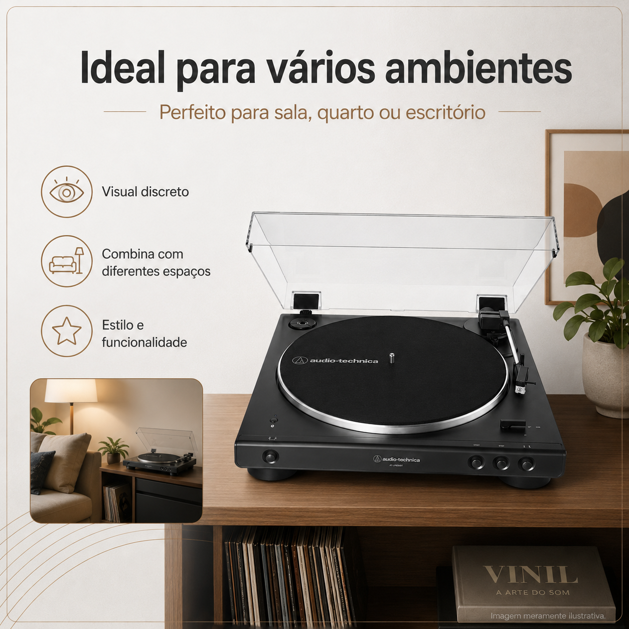 Toca-Discos Audio-Technica AT-LP60XBT Bluetooth Preto - Imagem 6