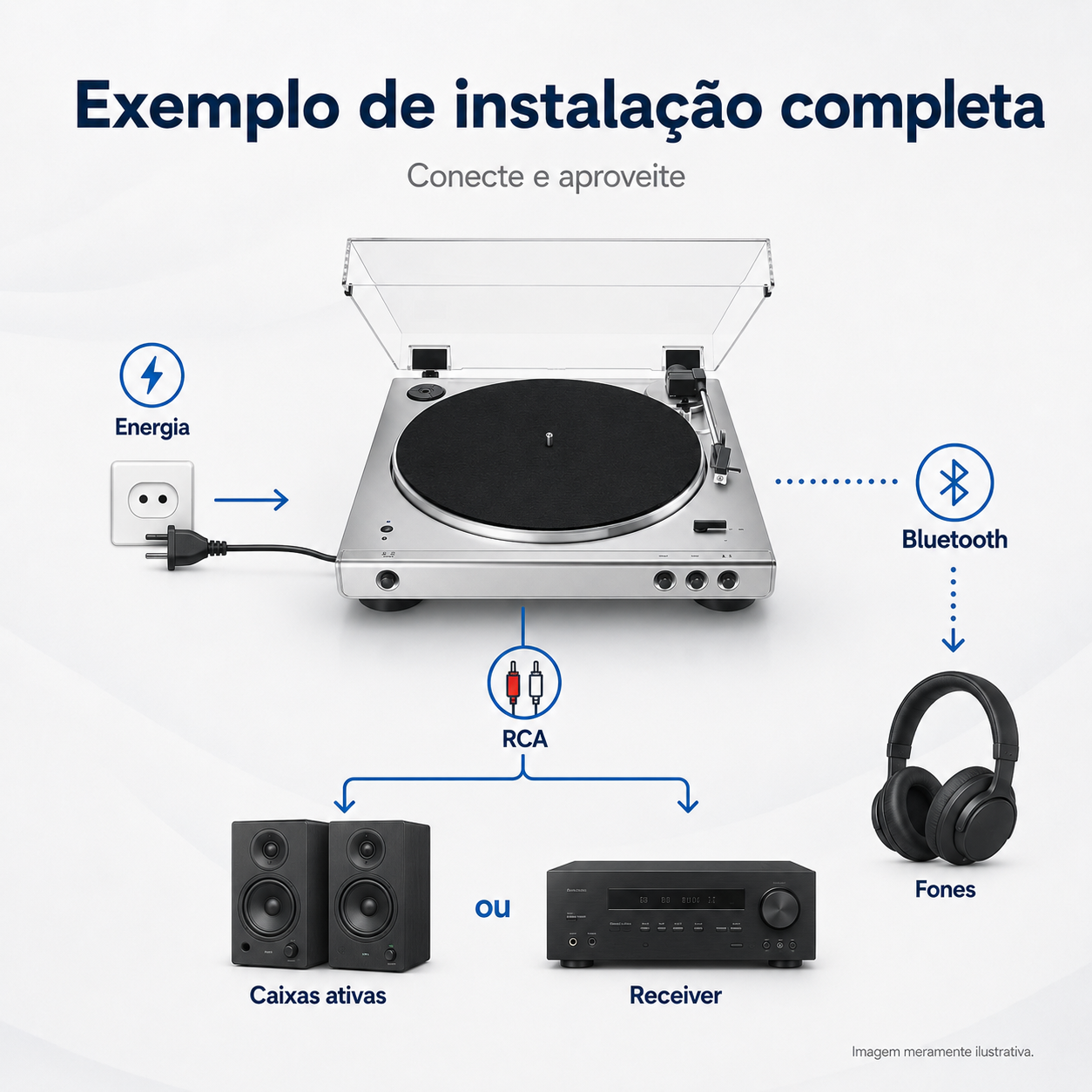 Toca-Discos Audio-Technica AT-LP60XBT Prata - Imagem 5