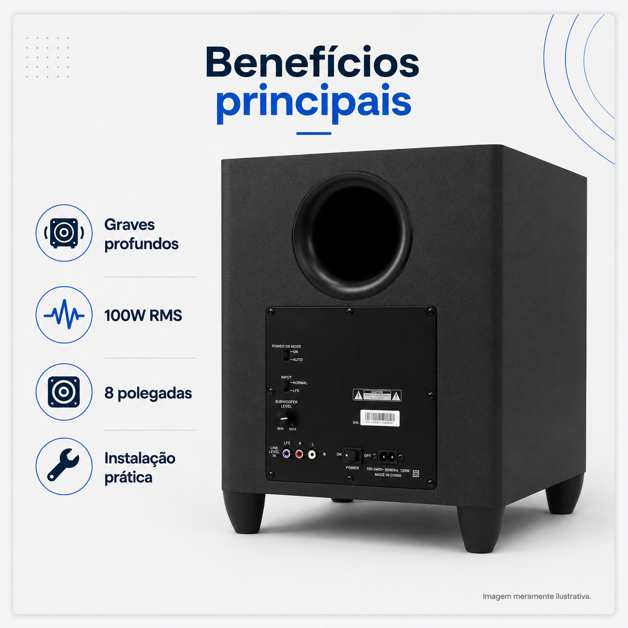 Subwoofer Ativo JBL Ci8P 8 Polegadas 100W Preto - Imagem 7
