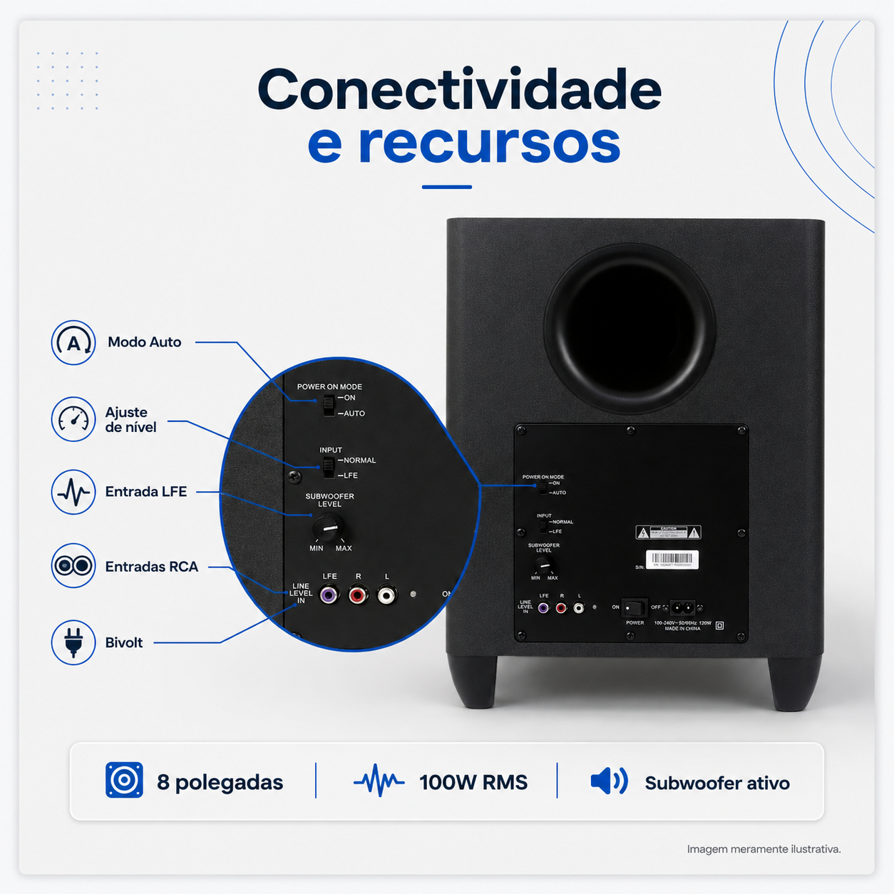 Subwoofer Ativo JBL Ci8P 8 Polegadas 100W Preto - Imagem 4