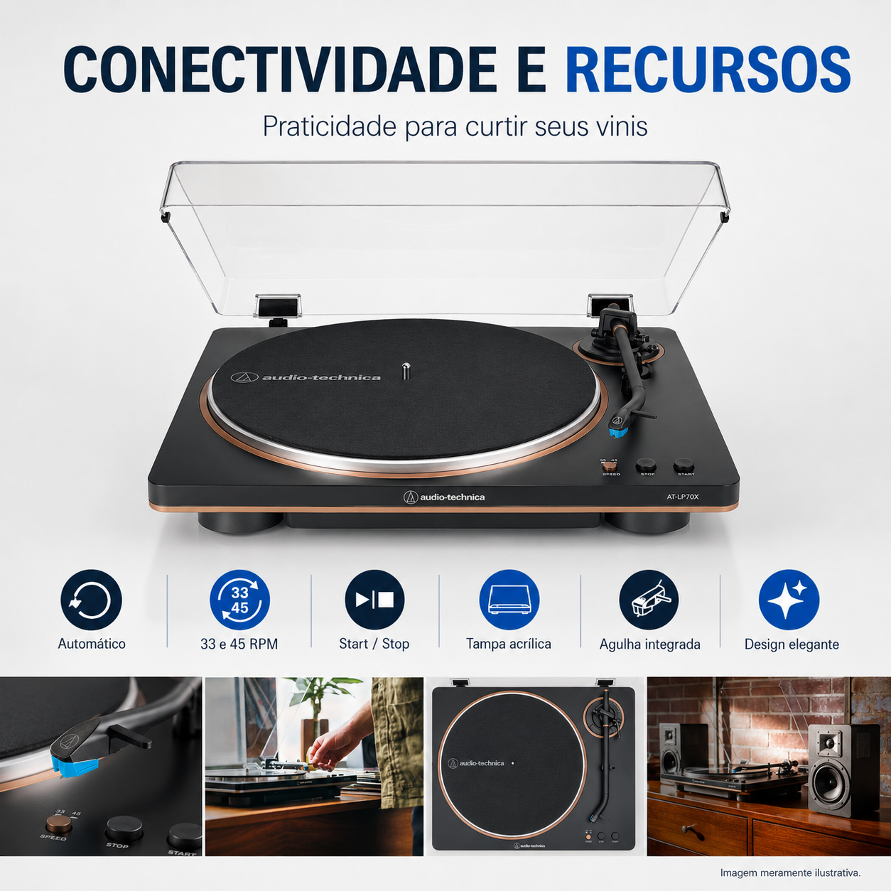 Toca-Discos Audio-Technica AT-LP70X Bronze Automático - Imagem 3