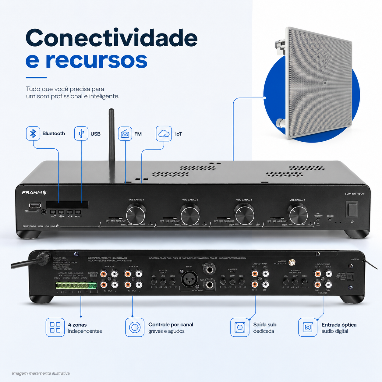Som Ambiente AUDIOINFO 4500 IoT 6 Pontos 4 Zonas - Imagem 2