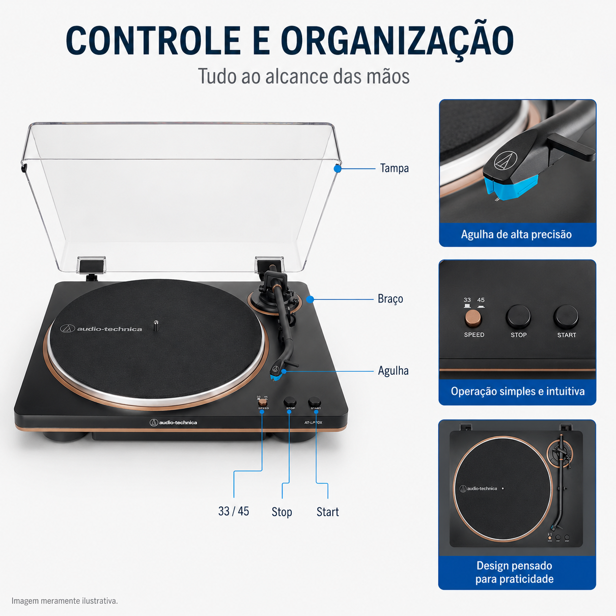 Toca-Discos Audio-Technica AT-LP70X Bronze Automático - Imagem 2