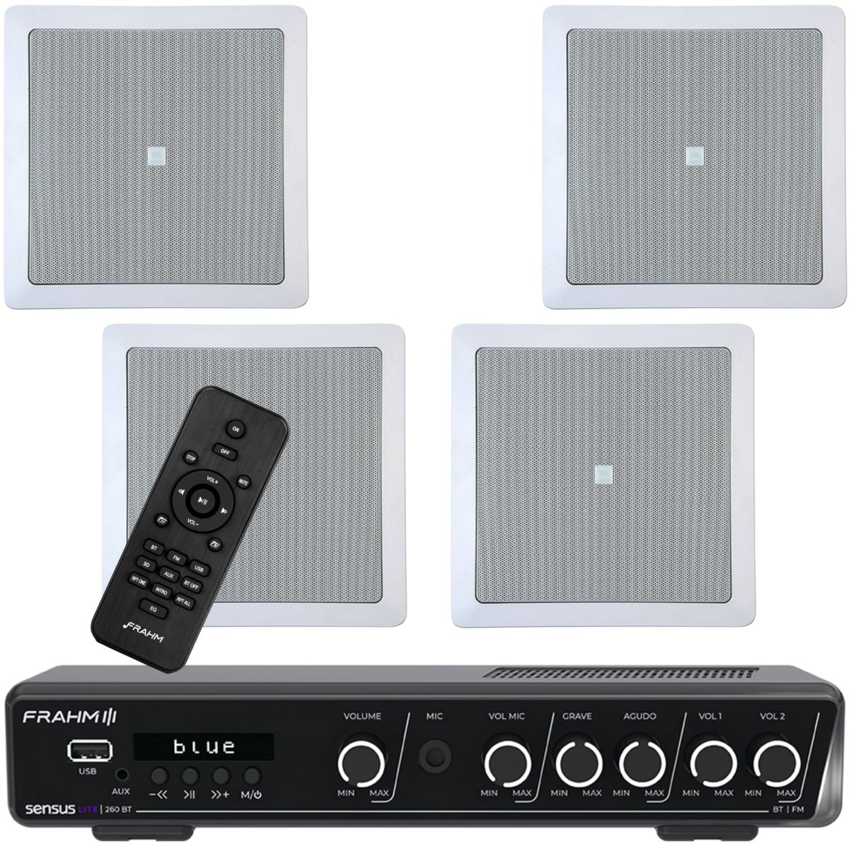 Kit Som Ambiente AUDIOINFO Essencial 260 com 4 JBL Teto