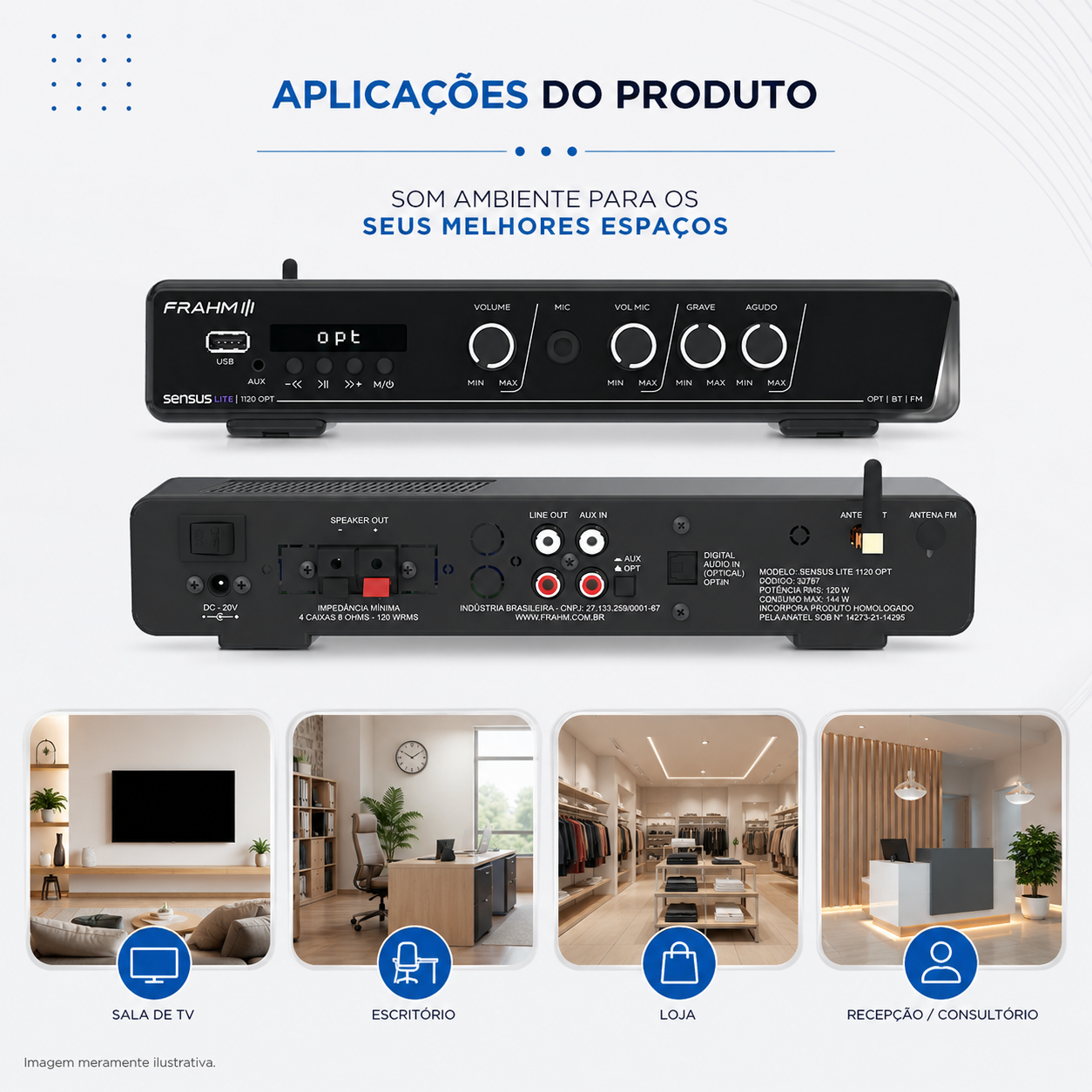 Amplificador Frahm Sensus Lite 1120 OPT 120W - Imagem 4